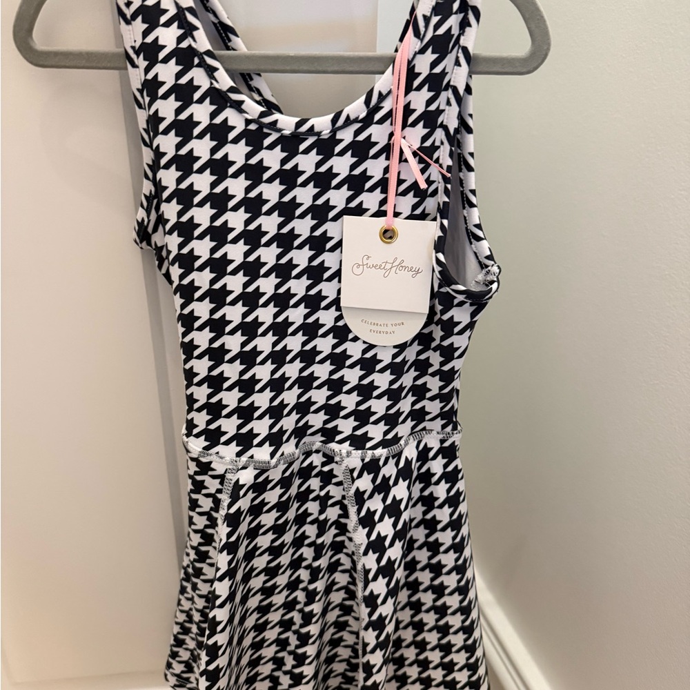 NWT SweetHoney Black & White Houndstooth Active Dress 6Y